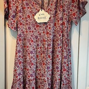 Knox Rose Red and Purple Floral Dress